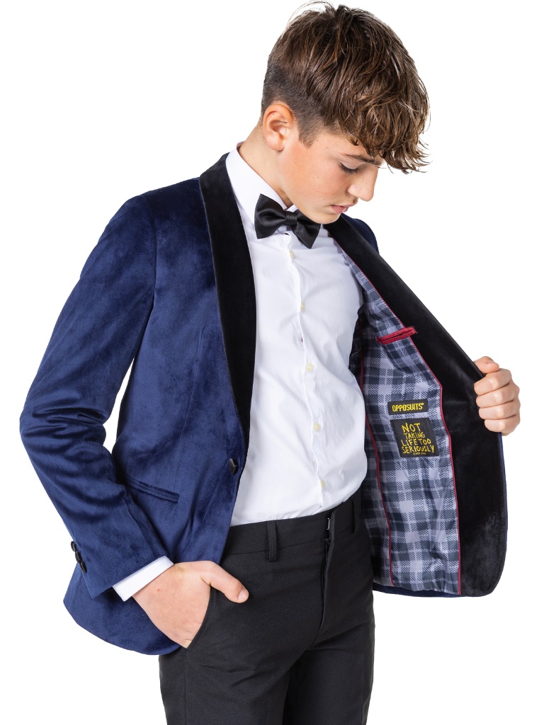 Opposuits Boys Velvet Blue Blazer Jacket — image 3 of 8